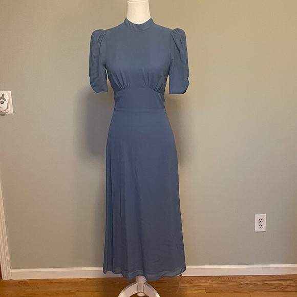 Reformation Slate Blue Midi Dress- new with tags never worn - Picture 2 of 9
